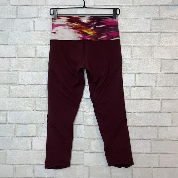 Lululemon Bordeaux Drama/Rumble Wind Berry High Rise Wunder Under Crops 6 - Picture 2 of 5